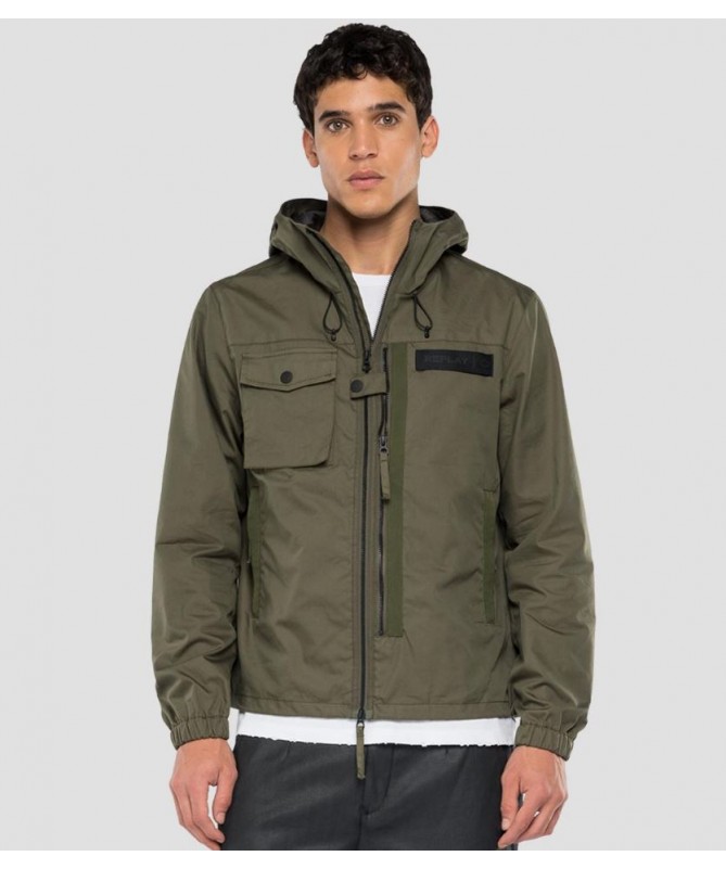 Blouson homme Replay en tissu de coton mélangé oxford et nylon uni. M8241 .000.84310 FIESTA CONCEPT STORE
