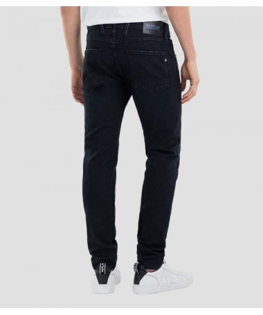 Jean homme coupe slim en denim stretch bleu de coton biologique noir lavage foncé. M914Y .000.573BB20 FIESTA CONCEPT STORE