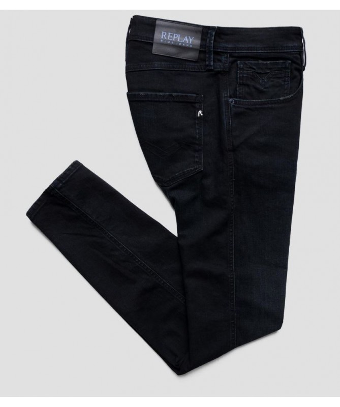 Jean homme coupe slim en denim stretch bleu de coton biologique noir lavage foncé. M914Y .000.573BB20 FIESTA CONCEPT STORE