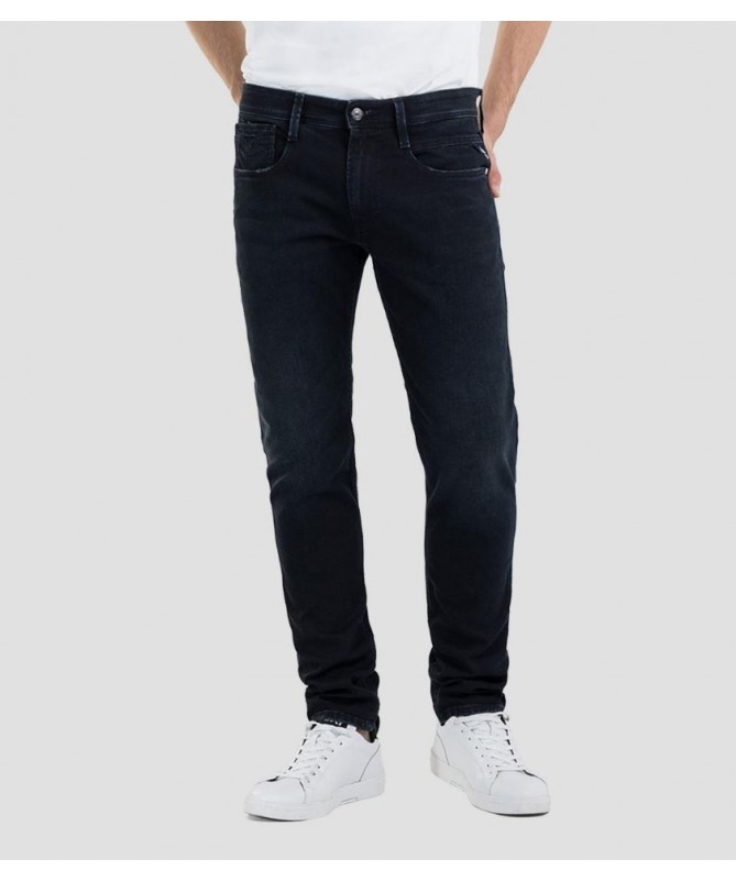 Jean homme coupe slim en denim stretch bleu de coton biologique noir lavage foncé. M914Y .000.573BB20 FIESTA CONCEPT STORE