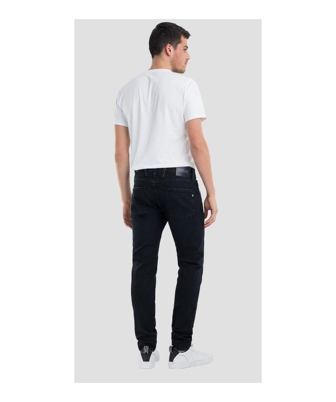Jean homme coupe slim en denim stretch bleu de coton biologique noir lavage foncé. M914Y .000.573BB20 FIESTA CONCEPT STORE