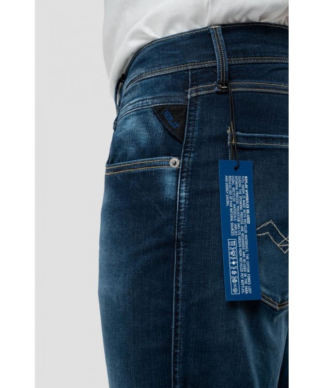 Jean coupe slim homme en denim reform stretch indigo profond de coton mélangé Hyperflex extra léger. M914Y .000.661XR01 FIESTA
