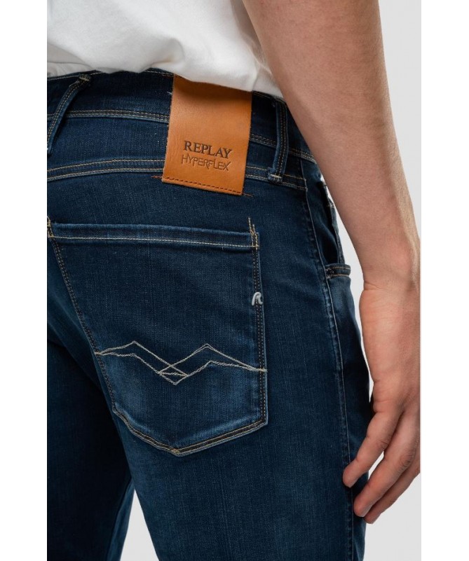 Jean coupe slim homme en denim reform stretch indigo profond de coton mélangé Hyperflex extra léger. M914Y .000.661XR01 FIESTA