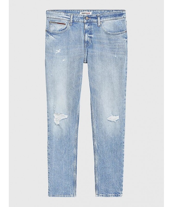Jean slim pour homme Tommy jeans en coton mélangé extensible aspect usé aux genoux. DM0DM13215 FIESTA CONCEPT STORE