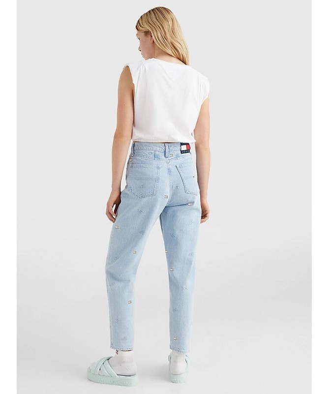 JEAN FEMME TAILLE HAUTE MOTIF DRAPEAU EFFET DÉLAVÉ TOMMY HILFIGER DW0DW12374 FIESTA CONCEPT STORE