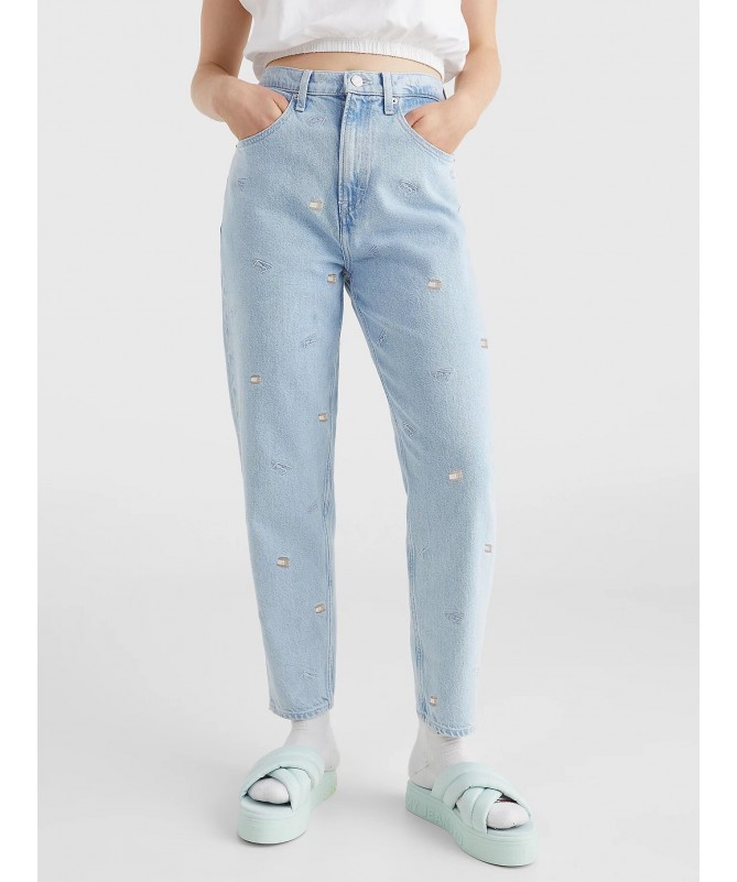 JEAN FEMME TAILLE HAUTE MOTIF DRAPEAU EFFET DÉLAVÉ TOMMY HILFIGER DW0DW12374 FIESTA CONCEPT STORE