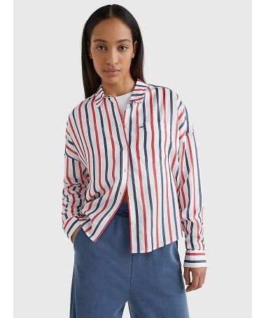 CHEMISE ÉLÉGANTE ET CONFORT BOXY À RAYURES POUR FEMME  TOMMY HILFIGER DW0DW12893 FIESTA CONCEPT STORE