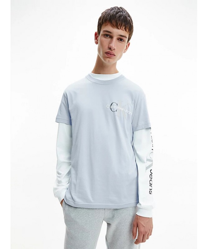 T SHIRT HOMME CALVIN KLEIN MANCHES COURTES 100% COTON AVEC MONOGRAMME. J30J319715 FIESTA CONCEPT STORE