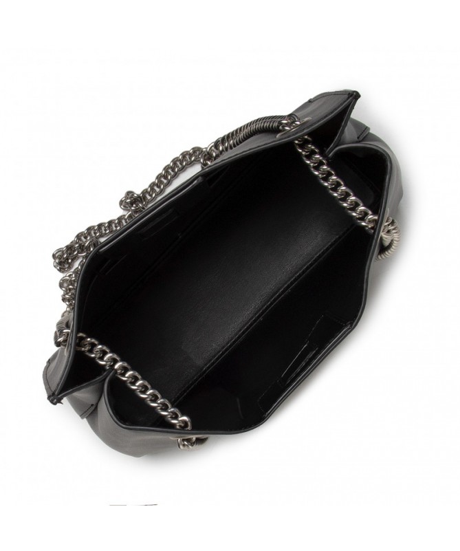 Sac à main noir en simili cuir en métal argenté. Logo Calvin Klein sur le devant. K60K609584 FIESTA CONCEPT STORE