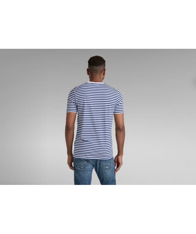 TEE SHIRT EN COTON BIO A RAYURES HORIZONTALES G STAR POUR HOMME D21190-C339 FIESTA CONCEPT STORE