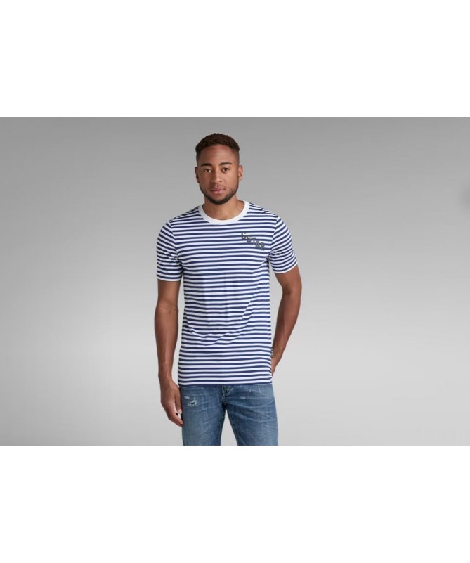 TEE SHIRT EN COTON BIO A RAYURES HORIZONTALES G STAR POUR HOMME D21190-C339 FIESTA CONCEPT STORE