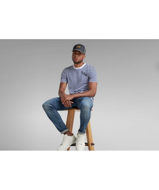 TEE SHIRT EN COTON BIO A RAYURES HORIZONTALES G STAR POUR HOMME D21190-C339 FIESTA CONCEPT STORE
