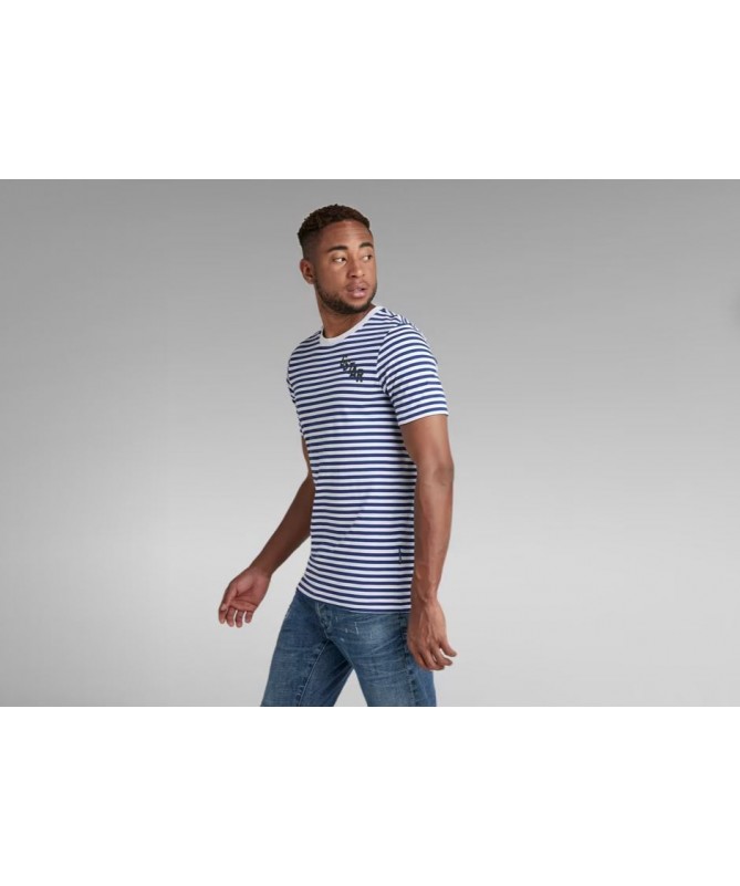 TEE SHIRT EN COTON BIO A RAYURES HORIZONTALES G STAR POUR HOMME D21190-C339 FIESTA CONCEPT STORE