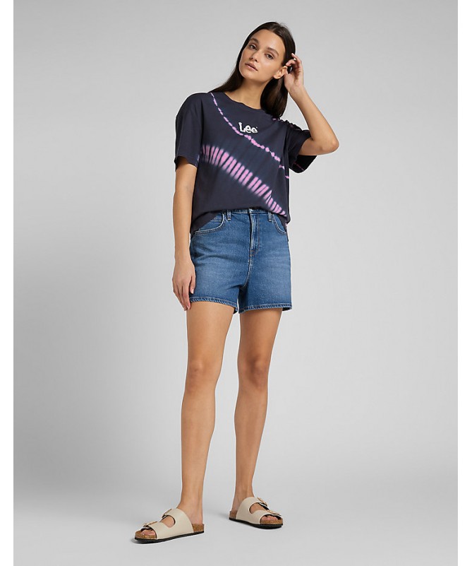 T-shirt col rond Lee couleur violet foncé et des notes rose vif. L43PEHUN FIESTA CONCEPT STORE