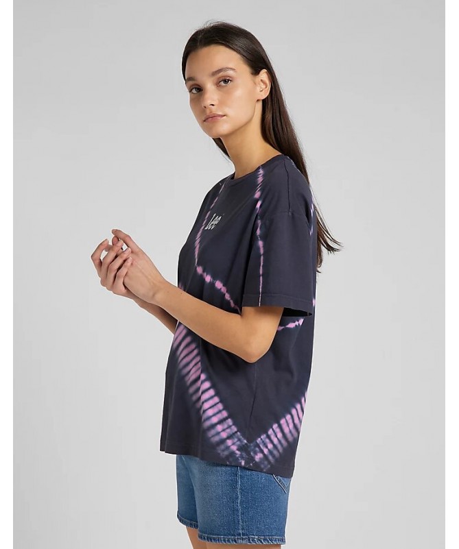 T-shirt col rond Lee couleur violet foncé et des notes rose vif. L43PEHUN FIESTA CONCEPT STORE
