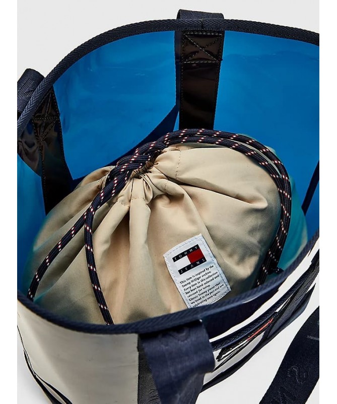 Sac de plage transparent Tommy Hilfiger en polyester recyclé mélangé. AW0AW11638 FIESTA CONCEPT STORE