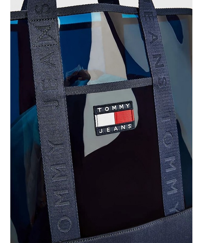 Sac de plage transparent Tommy Hilfiger en polyester recyclé mélangé. AW0AW11638 FIESTA CONCEPT STORE