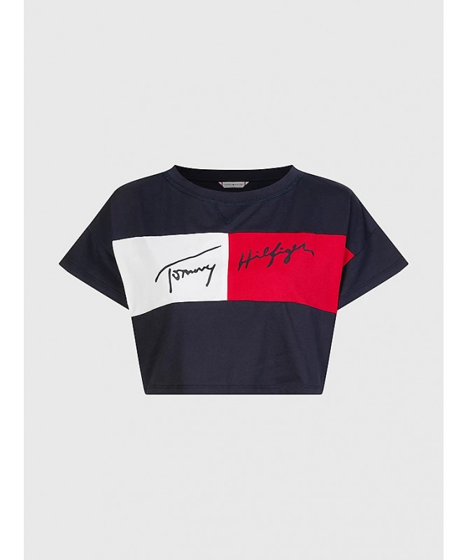 Tee shirt crop top Tommy Hilfiger pour femme. UW0UW03467 FIESTA CONCEPT STORE
