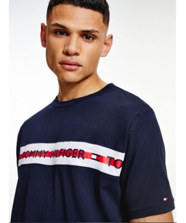 T-SHIRT À BANDE MOTIF LOGO SUR LA POITRINE