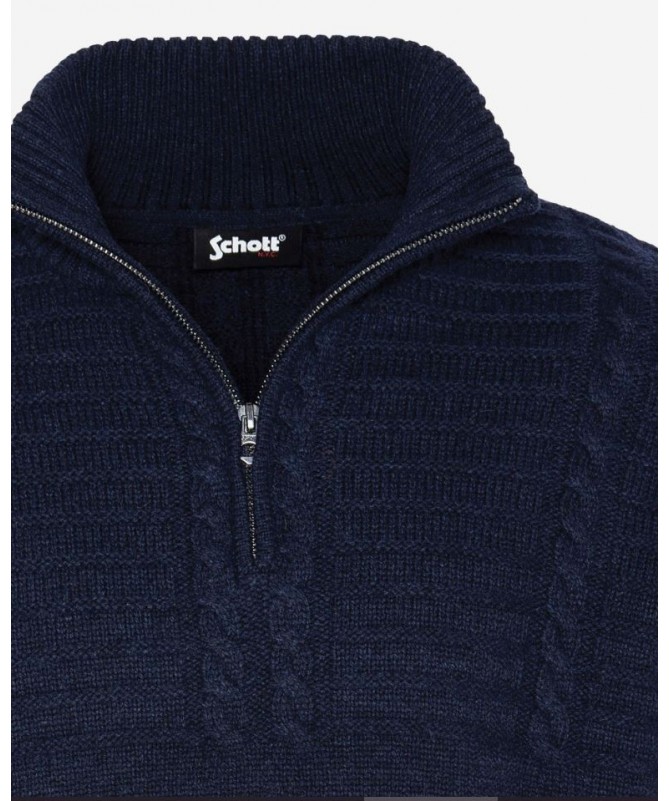 SCHOTT PULL DEMI ZIP homme maille