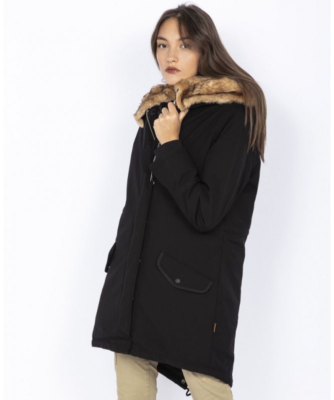 Parka Schott avec capuche à fourrure synthétique amovible