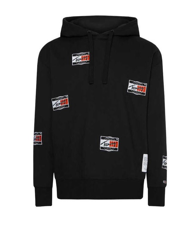 SWEAT A CAPUCHE NOIR LOGO TOMMY DM0DM12386 FIESTA
