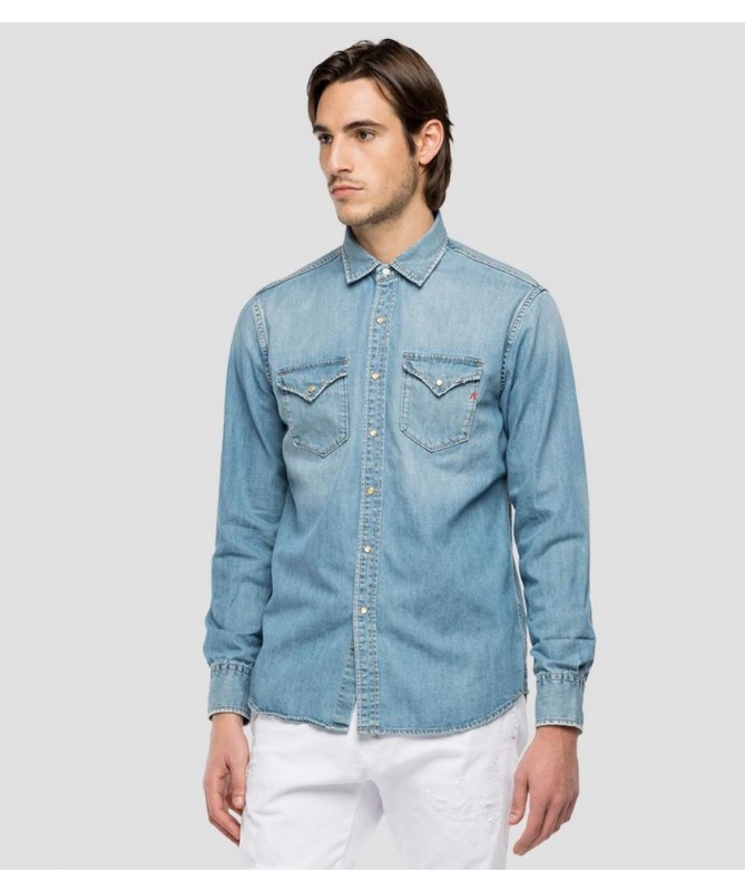 CHEMISE EN DENIM AVEC POCHES  REPLAY M4860B.000.26C 23A FIESTA