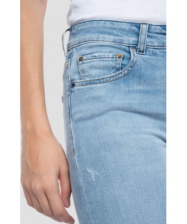 Jean Replay pour femme coupe slim en denim super stretch indigo foncé 100% coton biologique. 
WA429 .000.573275R FIESTA