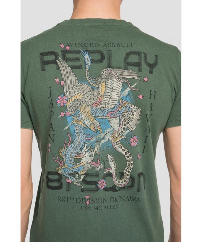 T-shirt Replay ras-du-cou homme en jersey à fibres libérées de pur coton. 
M6023 .000.22662G Fiesta