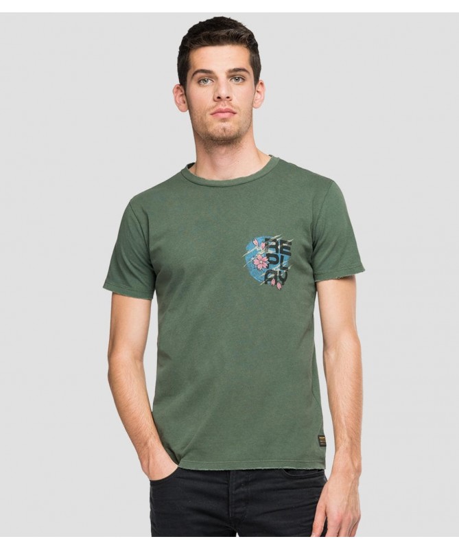 T-shirt Replay ras-du-cou homme en jersey à fibres libérées de pur coton. 
M6023 .000.22662G Fiesta
