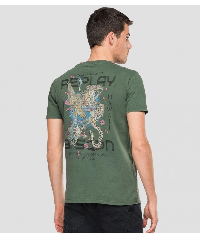 T-shirt Replay ras-du-cou homme en jersey à fibres libérées de pur coton. 
M6023 .000.22662G Fiesta