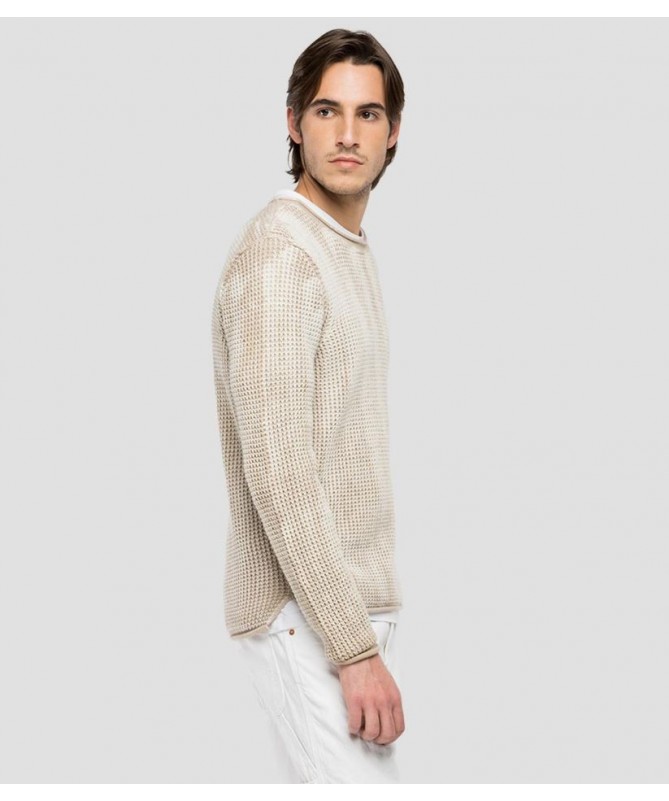 Pull ras-du-cou homme en pur coton teinture pièce en maille
UK8274.000.G21280Q FIESTA