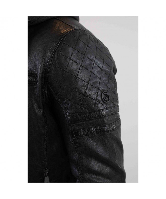 Blouson cuir à capuche zippé RYDE BARCELONA de REDSKINS. FIESTA