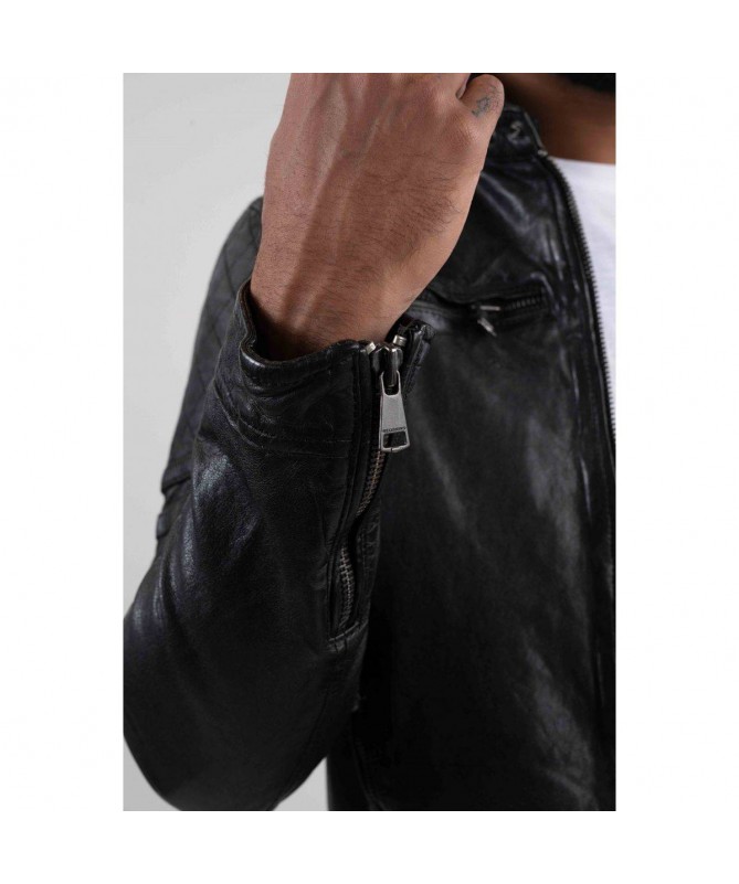 Blouson cuir à capuche zippé RYDE BARCELONA de REDSKINS. FIESTA