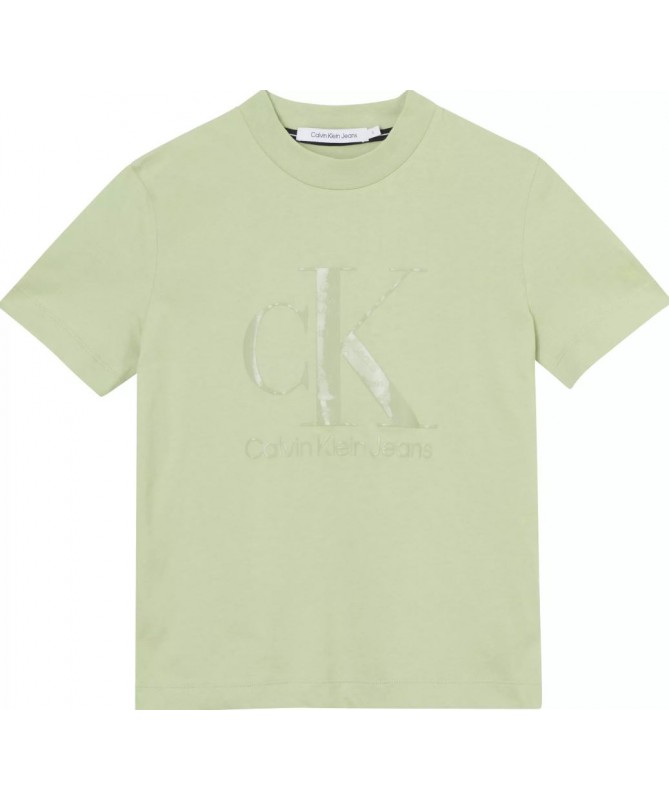 T SHIRT CALVIN POUR FEMME AVEC GROS LOGO THERMOFIXÉ SUR LE DEVANT J20J218264 FIESTA