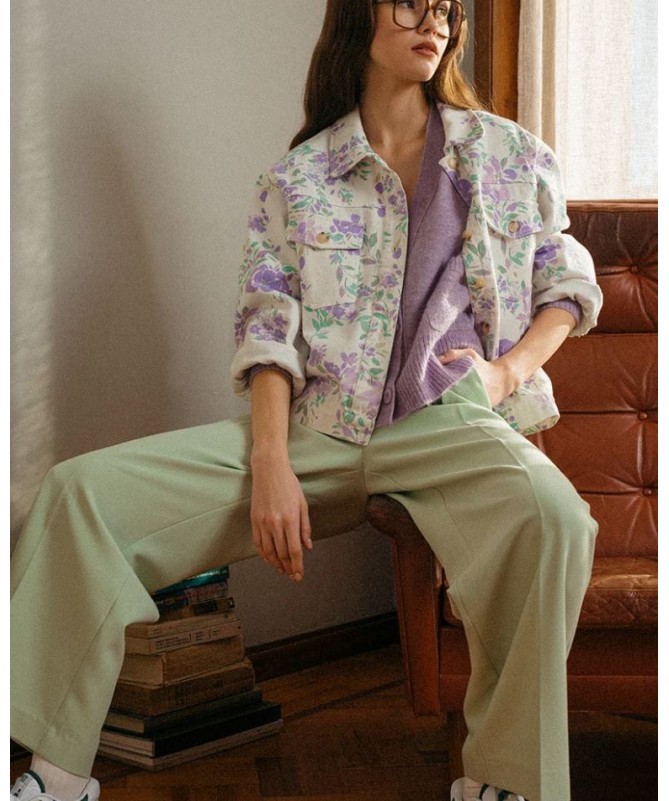 VESTE EN DENIM À MANCHES LONGUES MOTIF FLORAL. ELEONOR_11407 FIESTA CONCEPT STORE